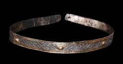 archaicwonder:  Extremely Rare Viking Gilt Knotwork Nobleman’s Diadem, 9th-12th Century ADThis band probably held a cloth head scarf or covering in place and, according to the material, would have denoted social and marriage status. Head coverings were
