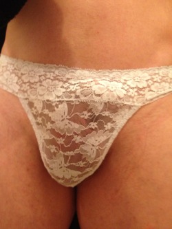 Not my sexiest panties, but very comfy, still allow the tip of my sissy clit to rub through the lace, against my work trousers when I walk, making me hard every step I take!