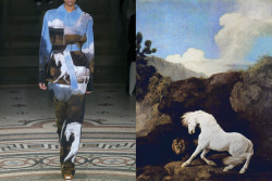 whereiseefashion:  Match #399 Stella McCartney Fall 2017 | A Horse Frightened by a Lion by George Stubbs, 1770 More matches here 