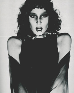 candypriceless:  supermodelobsession:  Vogue Paris September 1971Model: Anjelica HustonPhotographer: Guy Bourdin  LIFE GOALS 