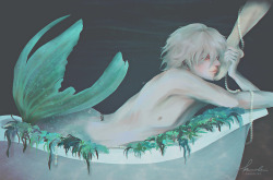 kumakraft:  What if the prince sacrificed his legs to be with the merman this time… Very belated DMMd SS gift for @clearlypissed who requested mermaid AU. I am sorry you had to wait for so long as I was carried away with the idea ;A; I hope you like