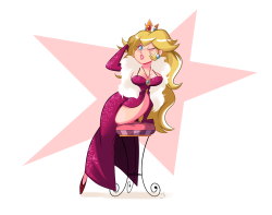 javidluffy:  cheesecakes-by-lynx:  Pinup commission of the fabulous Princess Peach in her dress from that 90s Japanese commercial.  With and without her boa. For Korraspats.  Happy early birthday!  OMG! I love this sooo much! The pose… the dress…