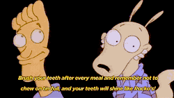 rmlgifs:  Brush your teeth after every meal and remember not to chew on tin foil, and your teeth will shine like Rocko’s!YES!