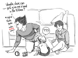 stupidoomdoodles:  i was asked to draw that mysterious time vegeta mentioned about hugging trunks as a baby so there you go 