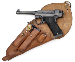 peashooter85:  Excellent condition Husqvarna Lahti semi-auto pistol with original holster, Swedish, World War II. Sold at Auction: 輘.50 