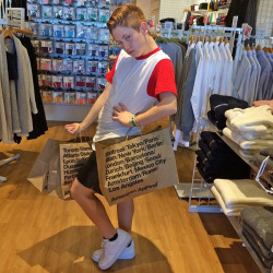 americanapparel:  Superstar @jordvnhaus stopped by our Boca Park store to show the sales girls (and boys) how to really WORK it! 