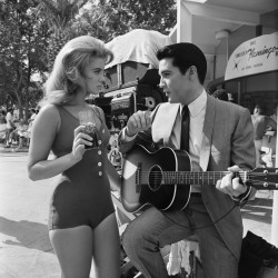 lasvegaslocally:Ann-Margret and Elvis Presley at the @FlamingoVegas, on the set of Viva Las Vegas - 1964 #ClassicVegas  Ann Margret in a bathing suit in Las Vegas, I&rsquo;ll reblog that alll day