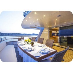 njcharters:Aft deck #dining on #MotorYacht Nomi. Perfect for great conversation and goodtimes with family &amp; friends. #DestinationConfidential #YachtCharter