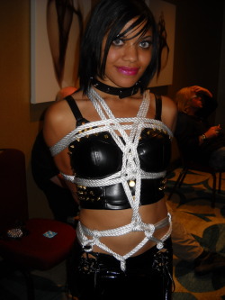 mzmonicajade:  Just got some images from Fetcon.This was taken at the Meet &amp;Greet after being rigged by Renobinder ,and being led by beautiful Nyssa Nevers. 