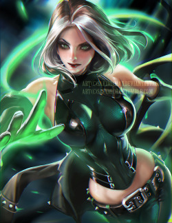 sakimichan:Rogue was one of my favorite character from x-men evolution, This version is based on that show &gt;w&lt; except I designed another outfit for her , was really fun ! Ahh the old old cartoon days UwUPSD,Video process, High res of this piece