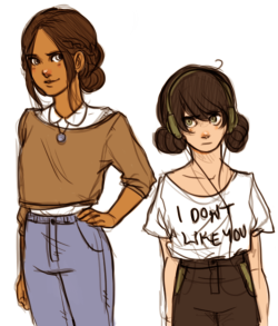 batcii:  Some quick modern!au Toph and Katara because I love these two girls so much and sometimes (all of the time) I just want to doodle them. 