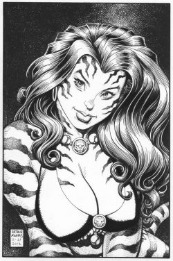 666jss:  one of my favorite Avengers by one of my favorite artists. Tigra by Art Adams, no idea where her tail went in number 3 but yea… 