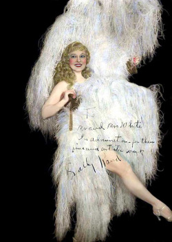 burleskateer:   Sally Rand Vintage 30’s-era hand-tinted promo photo personalized: “To Mr. and Mrs. White — In admiration for their fine and artistic work  — Sally Rand ”..   