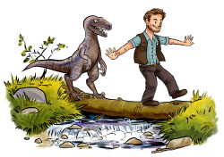 toothlesspolecat:  Commission prompt: “Chris Pratt and Blue, but like, Calvin and Hobbes”You got it, dude, I will absolutely draw that for you.