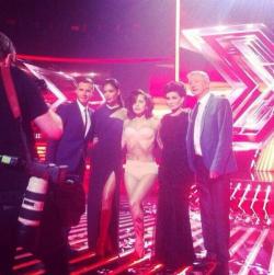 gagasgallery:  Lady Gaga taking a picture with the Xfactor Judges after tonights show. 