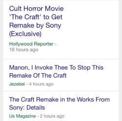 femburton:  i have had it with hollywood  Watch the Craft turn into Carrie where they remake it like 4 times for no reason