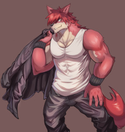 ryulabo88: Trying to make myself paint more ever since I’ve started working. Here’s the red wolf :3  