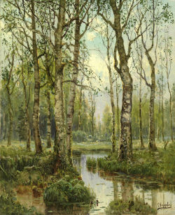 laclefdescoeurs:  A Stream Running Through a Birch Wood, Simeon Fedorovich Fedorov 