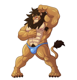 chocofoxcolin:   Strike a Pose Commission for elaz  and his lion character all oiled and ready for the bodybuilding competition http://www.furaffinity.net/view/20364751/ 