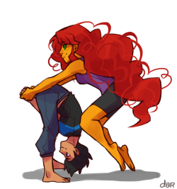 dar-draws:  Dickkory Week - Day 4: WHAT COULD HAVE BEEN if DC made them just a bit more extraWasn’t in the mood for angst so here are these dorks doing the somersault kiss because why would they NOT do that? they are built for this sort of extra shit. 