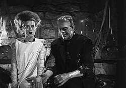 an-unconventional-lady:  The Monster meets his bride in Bride of Frankenstein (1935) Featuring: Boris Karloff and Elsa Lanchester 