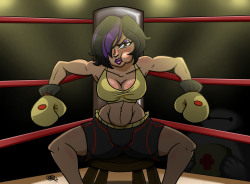 chillguydraws:  New commission for @satoshi-takeo that took a little while to finish but I’m pretty happy with the result and I certainly hope they are. Go-Go Tomago from Big Hero 6 in custom boxing gear in the corner of the ring ready to put up her