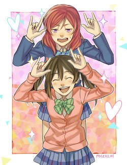 pockicchi:  drew some nicomakis for sweetest @rambamboo !!!!!!!!! its a belated gift but i put my heart and soul into finishing this asap ILYSM BB!!!! YOU WILL ALWAYS BE THE NICO TO MY MAKI  ♥   