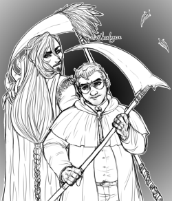 nickleerie:  The Brothers Grim Reaper. Yes, the world needs more Barry and Kravitz working together. Less fun more serious drawing. Barry isn’t in proper work attire under his robe and Kravitz did chastise him for that. Sorry for the strange composition.