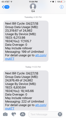 I used 24.976 mb out of 24.982 mb data this month.  I get new data in 54 minutes.  Blessings.