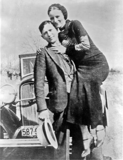 polyjuggalogeek:  Bonnie and Clyde:They were well-known American outlaws, robbers, and criminals who traveled the Central United States.  They were in love.  Love is beautiful regardless of what you do with the rest of your life. It’s an intimate