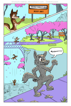 Bandit Cement Comic Commission Asfr furry comic commission for Anonymous. Texting on phone at a wet cement construction site isn&rsquo;t a bright idea.//Had a ruff day on Aprils Fool&rsquo;s Day? Treat yourself to this fun bundle:https://gum.co/rAnphttps: