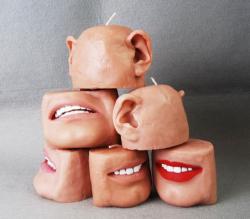 sixpenceee:  Sculptor Anna Sternik makes candles that look so uncannily like human faces. Sternik’s candles were inspired by psychology icon Dr. Sigmund Freud and by Dadaism. “Inspiration for my art is rooted in the concept of bodily fragmentation