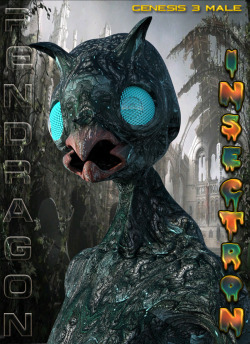 Pendragon is at it again!  Insectron is a complete fantasy/sci-fi/horror character for Genesis 3  Male, with a unique single morph and textures. Optimized for Iray render  engine. You don&rsquo;t need any other product than Genesis 3 Male to  Insectron