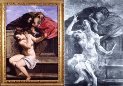 rgfellows:  rgfellows:  calanoida:  Susanna and the Elders, Restored (Left) Susanna and the Elders, Restored with X-ray (Right) Kathleen Gilje, 1998  Oooh my gosh this is rad. This is so rad. For those who don’t know about this painting, the artist