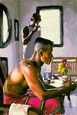 douglassimonson:Cambodian Interior, acrylic painting by Douglas Simonson, from a series of photographs shot in Cambodia a few years ago. (Model: Sothy)