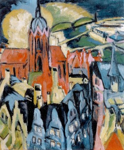 Ernst Ludwig Kirchner (Aschaffenburg 1880 - Davos 1938); Frankfurt Cathedral, 1916; oil on canvas, 60 x 70 cm; private collection