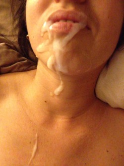 sinfullymarried:  sharemyhotw1fe:  Per request…FACIAL on my wife courtesy of yours truly!  Hubby doesn’t. Only my lovers do. -M 