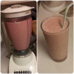 Smoothie for Sunday breakfast. Strawberries,
