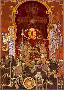 arkhane:  The Ring, You cannot pass, Welcome from Lothlorien, The horn of King Helm sounded, I am no man and The Return of the King The Lord of the Rings illustrations by Jian Guo 
