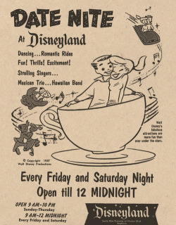vintagegal:  Date Nite at Disneyland 1957 (via) 