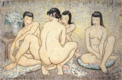 nudiarist:  FINE ART PAINTING PAN Yu-liang (Chinese, 1895 - 1977) Four Beauties after Bath (Self Portrait) 