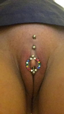 pussymodsgalore   She has a Christina piercing (top) and a VCH that has a barbell with an attached decorative ring.