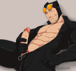 halakadira:  Commission for @lolegendkryp  I just love drawing men in spandex! He wanted me to draw him as a superhero so here he is in all his glory. As Catman/ BlackwidowDon’t forget to support me on patreon! XD 