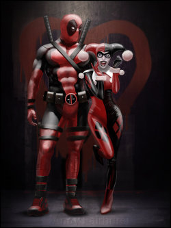 theartofbeingafan:  Harley Quinn and Deapool