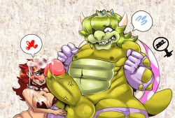nat2art: this is what draw during my Multi-stream with penkenart &amp; friends. i remember drawing this back then when i first started draw swap art, its Princess Peach and bowser swapping genders and species. i really like drawing bowser as a slutty