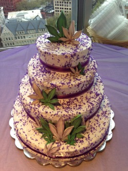 mystonerlife:  mystonerlife:  My friends medicated wedding cake. Yup, this bitch will knock you on your ass. Best 4/20 Wedding  I figured it would die soon. But it hadn’t