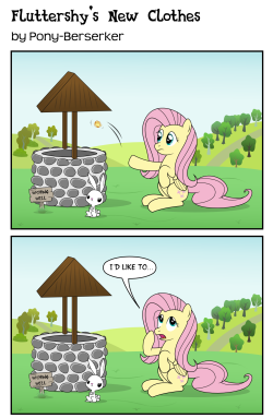 madame-fluttershy:  Fluttershy’s New Clothes by *Pony-Berserker  XD Oh Flutters &lt;3