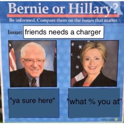 waterboarding:  winchester-the-flute:  precumming:  im hillary  And then bernie takes the charger from the person next to him and gives it to you   And then when you hand it back to Bernie, he keeps it like it was his.