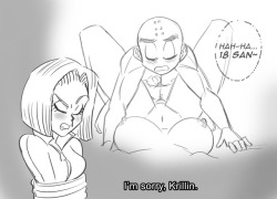 funsexydragonball:     Anonymous said to funsexydragonball: I can just imagine when 18 is going through the memories of her and krillin in the latest episode there’s one of them having their “special” time while krillin is moaning “18 san~”