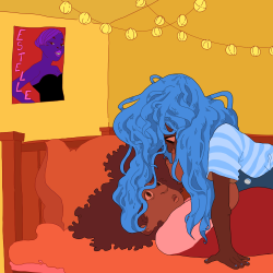 pizzakladd:    College Au for day 3 of @rupphirebomb !Theater Mayor Ruby Ross can only chuckle when she thinks of her eccentric new roomate with a strong belif in the occult and sky blue hair and who has the fashion sense of a star and laughter like an